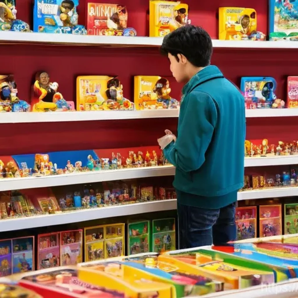 티니핑 한정판 피규어 정보 - **Prompt:** A vibrant, eye-level shot inside a bustling French toy store, "Jou&eacute;Club," with shelves o...