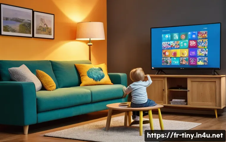 티니핑 방영 당시 화제된 이슈 - **Prompt:** A cozy living room in a French home. A family, including two young children (around 6-8 ...