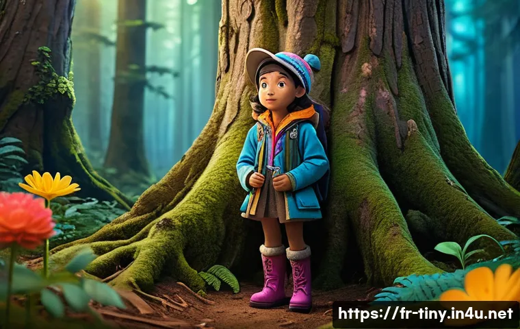 티니핑 세계관 설정 - A vibrant scene featuring Luna, the curious and audacious explorer, standing confidently in a lush, ...