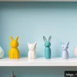 티니핑 한정판 캐릭터 소개 - A collection of elegant limited-edition TinyPing figurines displayed on a minimalist white shelf, fe...